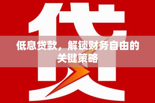 西城低息贷款，解锁财务自由的关键策略