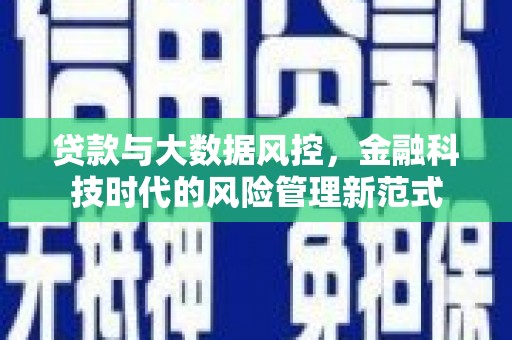 南海贷款与大数据风控，金融科技时代的风险管理新范式