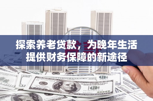 泗水探索养老贷款，为晚年生活提供财务保障的新途径