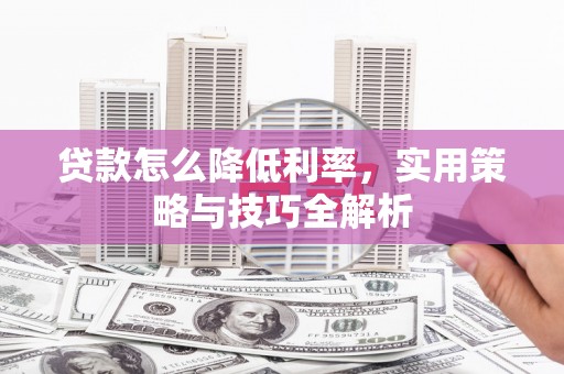 路南贷款怎么降低利率，实用策略与技巧全解析