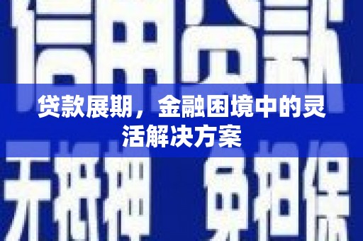 额敏贷款展期，金融困境中的灵活解决方案